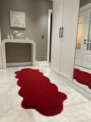 Doğuş Peluş Halı Ultra Soft Bordo Yumuşak Dokulu Peluş Halı Çift Kafa Post