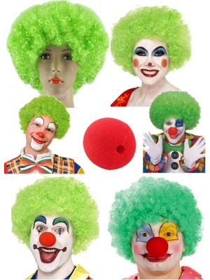 Munico Cosplay Parti Çocuk Eğlence Aksesuarı Peruk  Palyaço Burnu Set Cadılar Bayram Hayranları Için Peruk