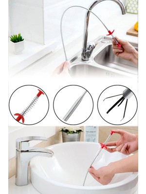 Munico Banyo Lavabo Musluk Gider Açıcı Tıkanıklık Giderici Hijyen Lavabo Esnek Çelik Tel Kırılmaz Bükülmez