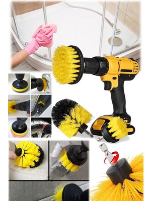 Munico 3 Adet Matkap Ucu Fırça Kaliteli Duşakabin Jakuzi Hamam Musluk Küvet Temizliği Parlatma Kir Pas Atma