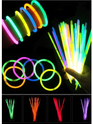 Munico 50 Adet Floresan Işık Kızdırma Çubukları Bileklik Parti Neon Düğün Partisi Konser Doğum Günü Parti