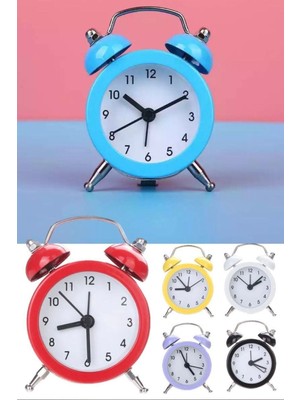 Munico Analog Mini Metal Çalar Saat Sevimli Küçük Ev Pil Çalışan Yuvarlak Başucu Saati Klasik