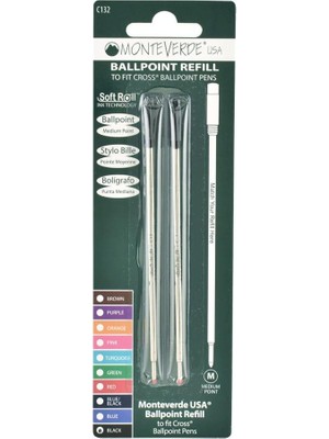 Monteverde Refil Serisi C132 Metal Siyah Vidalı Yedek 2'li M Uç