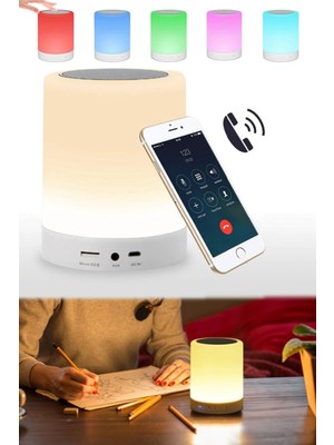 Munico Dokumatik Renk Değiştiren Loş Işıklı Speaker Hoparlör Gece Lambası Bluetooth Kablosuz Speaker Pro