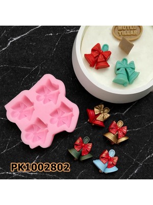 Poyrish 1228 - Silikon Kalıp Mum Kalıbı - 4'lü Mini Fiyonklu Çan