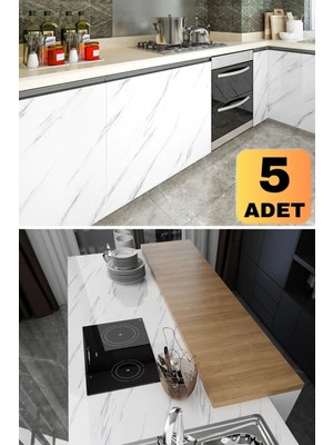 Munico Metre x Yapışkanlı Mermer Folyo 5 Görünümlü 5 Beyaz Dolap Mermer Adet Kağıt 60 Tez  Için Ideal Seçim