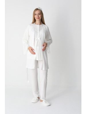 Şık Dantel Detaylı Emzirme Özellikli Hamile Pijama Takımı-Tesettür Uyumlu (Lohusa Seti)