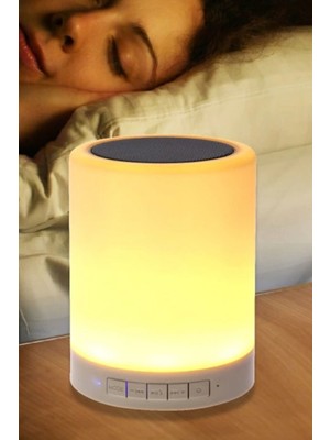 Munico Şarj USB Renkli LED Hoparlör Kablosuz Speaker Dokunmatik Gece Bluetooth Hoparlör Işık Lamba Lambası
