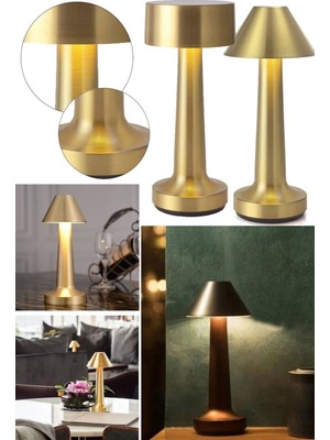 Munico USB Şarj LED Bar Masa Lambası Restoran Kahve Açık Retro Kısılabilir Dokunmatik Masa Lambası Gold