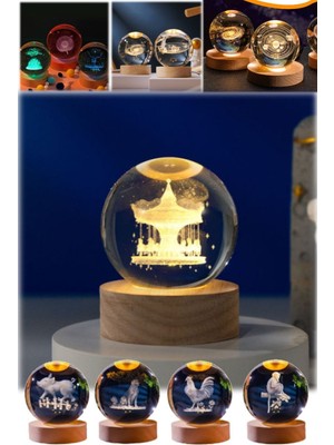 Munico Atlı Karınca 3D Lazer Gravürlü Gece Lamba Cam Tasarım Dekoratif 3D Lamba Şık Gece Işığı