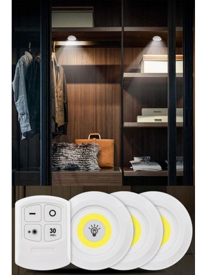 Munico Akıllı Uzaktan Kumandalı 3'lü Spot Lamba Masa Raf Gardrop Gece Romantizm Aydınlatma Kamp Çadır Işığı