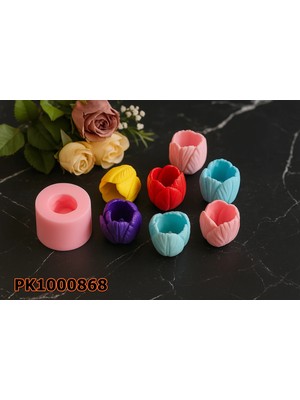 Poyrish PK1000868 - Silikon Kalıp Mum Kalıbı Lale Çiçeği Desenli