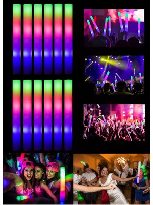 Munico 12'li Işık Köpük Çubuklar Glow Party LED Yanıp Sönen Vokal Konser Yeniden Kullanılabilir Neon Renk