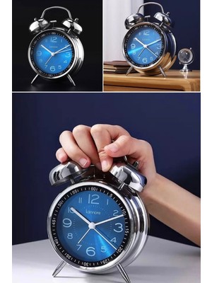 Munico Başucu Retro Metal Çalar Saati Büyük Boy Sessiz Işıklı Zil Sesi Öğrenci Alarm Okul