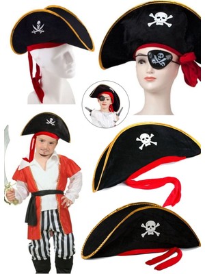 Munico Jack Sparrow Denizci Korsan Şapkası Yetişkin Için Tiyatro Okul Gösterisi Şapkası Korsan Siyah Şapka