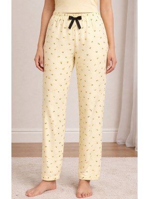 Kadın Limon Desen Tek Alt Pijama