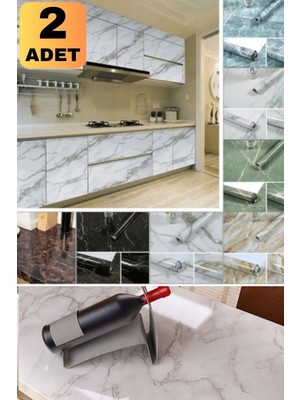 Munico 2 60 Folyo Mermer x Görünümlü 5 Metre Yapışkanlı Mutfak Beyaz Tezgah Dolap Mermer   Için Ideal Seçim