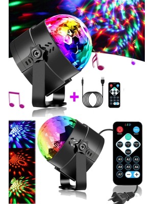Munico Disco Eğlence Parti Için Ev ve Mekanlara Uygun Ledli Rengarenk Uzak Kumanda Club Lambası Döner Işık