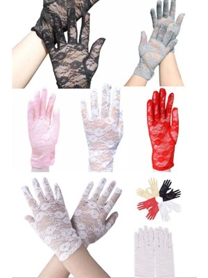 Munico Makmazel Düğün Parti Kostüm Eldiveni Şık Düğün & Nişan & Kına Gecesi Için Beyaz Dantel Eldiven Gelin