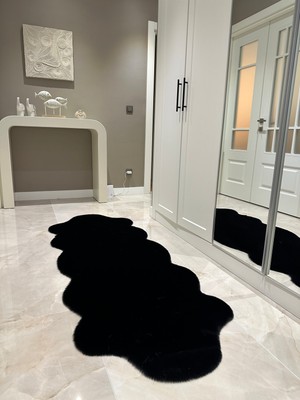 Doğuş Peluş Halı Ultra Soft Siyah Yumuşak Dokulu Peluş Halı Çift Kafa Post
