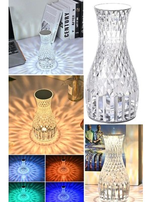 Munico Dekoratif 16 Renkli Vazo Silindir Modeli Akülü Masa Lambası Yatak Oda Dekoru Şarj Edilebilir Abajur