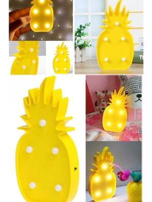 Munico Sarı Ananas Tasarımlı Ledli Masa Gece Lambası Plastik Dekoratif Pilli Göz Ağrısı Yapmayan Loş Lamba