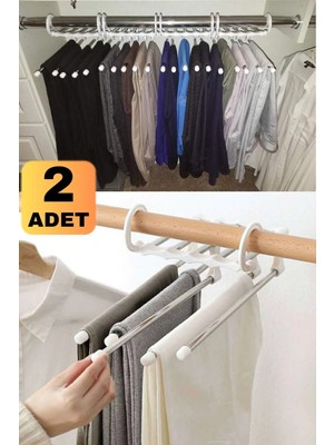 Munico 2 Adet Organizatör Askı Katlanabilir 5'li Demirine Hareketli Asılabilir Pantolon A  Için Ideal Seçim