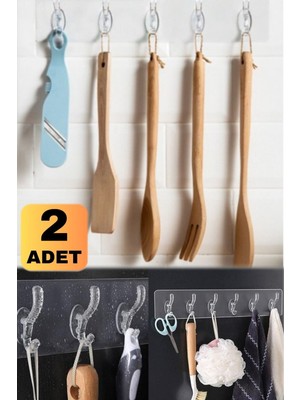 Munico Set Kapı Kancalı Askılığı Güçlü Duvar 2 Mutfak Yapışkanlı 5 Askı 5'li Adet Tek Ask  Için Ideal Seçim