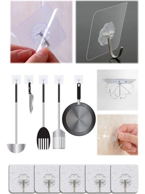 Munico Kapı Yapışkan Izsiz Kancası Adet Hizmet Kanca 5 Kaymaz Çubuğu Kancaları Duvar Şeff  Için Ideal Seçim