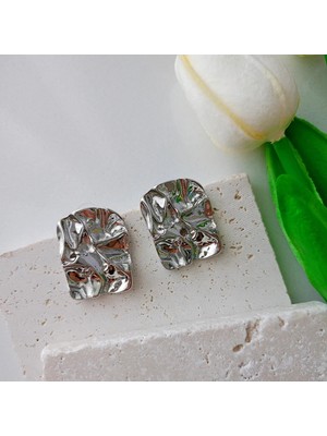 Lente Aksesuar Ezme Formlu Antik Dokulu Modern Geometrik Küpe