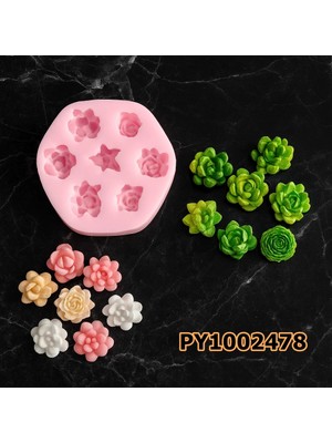Poyrish PK1002478 - Silikon Kalıp Mum Kalıbı 7li Mini Sukulent Kaktüs