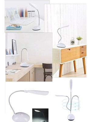 Munico Ayarlanabilir Oku Lambası Pratik Çalışma Kitap Yatak Masa Lambası Odası Pilli Tuşlu LED Yatak Spiral