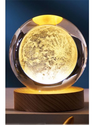 Munico Ay Uzay Model 3D Orjinal Cam LED Dekor Gece Işığı Parti Hediyelik Dekorasyonu Gece Işığı Lambası