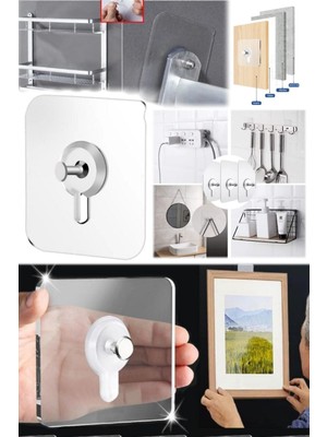 Munico 100 Adet Güçlü Yapışkanlı Çivi Askılık Mutfak Eşyaları Tablo Halı Iz Bırakmaz Duvar Kancası Ahşap