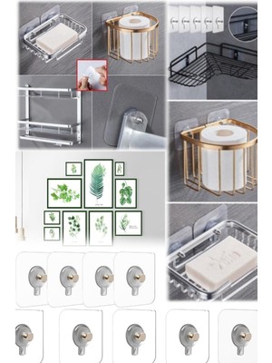 Munico 100 Adet Yapışkan Çiviler Kendinden Yapışkanlı Vida Yapışkan Kanca Mutfak Poster Fotoğraf Çerçeve