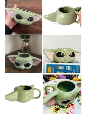 Munico Komik Bebek Yoda Figürlü 3D Kupa Bardak Disney Tasarım Kahve Fincanı Sevimli Hediyelik