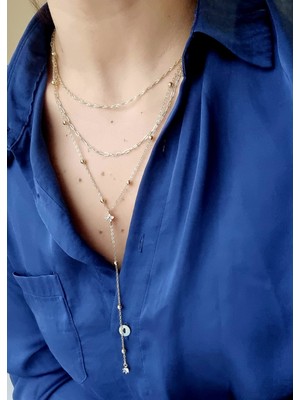 Initium Premium Paslanmaz Çelik 14K Altın Kaplama Üçlü Kolye Seti