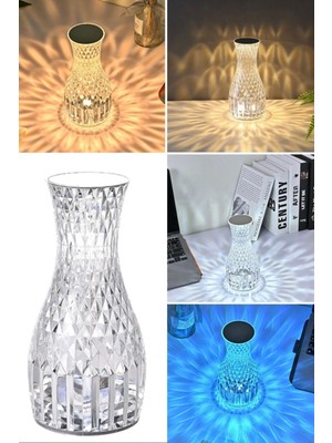 Munico 16 Renk Dekoratif Şarjlı Cam Kumandalı Şık Vazo LED Görünümlü Yatak Baş Oda Gece Lambası