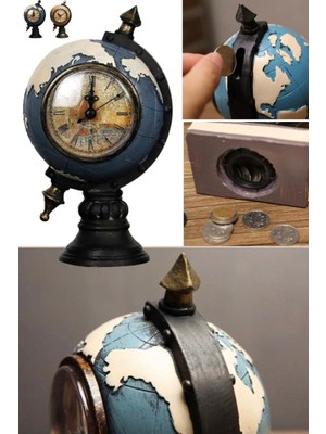 Munico Masaüstü Dekoratif Reçine Masa Saati Dayanıklı Yüksek Kalite Zarif Vintage Ev Süsü Kumbara Aksesuar.