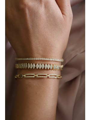 Savorzy Taşlı Gold Bileklik