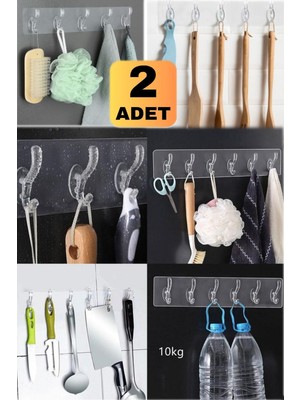 Munico Şeffaf Duvar Kancalı Kapı Mutfak Adet 2 Askılığı Kendinden Kancalı Şeffaf Duş 5 As  Için Ideal Seçim