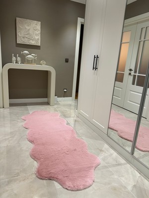 Doğuş Peluş Halı Ultra Soft Pembe Yumuşak Dokulu Peluş Halı Çift Kafa Post