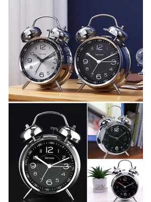 Munico Mekanik Çalar Masa Saati Aydınlık Gece Işığı Sessiz Metal Dijital Yatak Odası Dekorasyonu Kaliteli