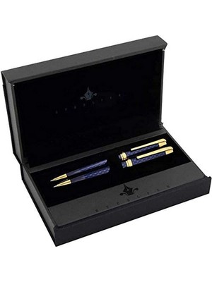 Steelpen Carens Serisi P266 Gold Mavi Gold Tükenmez Kalem+Versatil Kalem