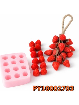 Poyrish PY10002703 - Silikon Kalıp Mum Kalıbı - 12LI Küçük Boy Çilek
