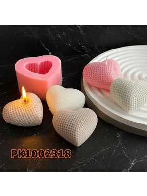 Poyrish PK1002318 - Silikon Kalıp Mum Kalıbı Hasır Detaylı Küçük Boy Kalp
