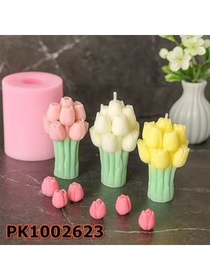 Poyrish PK1002623 - Silikon Kalıp Mum Kalıbı Lale Buketi