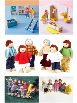 Munico Ebeveyn-Çocuk Çocuk 6 Aile Ahşap Oyuncaklar Bebek Bebek Kukla Anne Dede Ortak Adet  Için Ideal Seçim