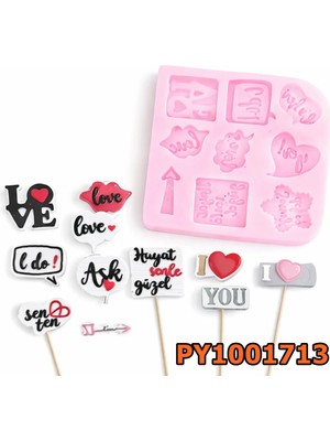 Poyrish PY1001713 - Silikon Kalıp Mum Kalıbı - Çoklu Love Etiket