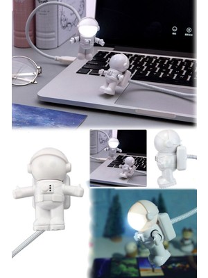 Munico Uzay Konseptli Dekoratif USB Girişli Spiral Hortumlu Astronot Başlıklı Lamba Işıklandırma Aydınlatma